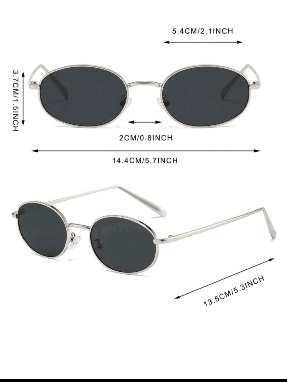 1 Pair Women's Silver Oval Metal Small Frame Retro Solid Color Personalized Fashion Street Style Runway Fashion Glasses