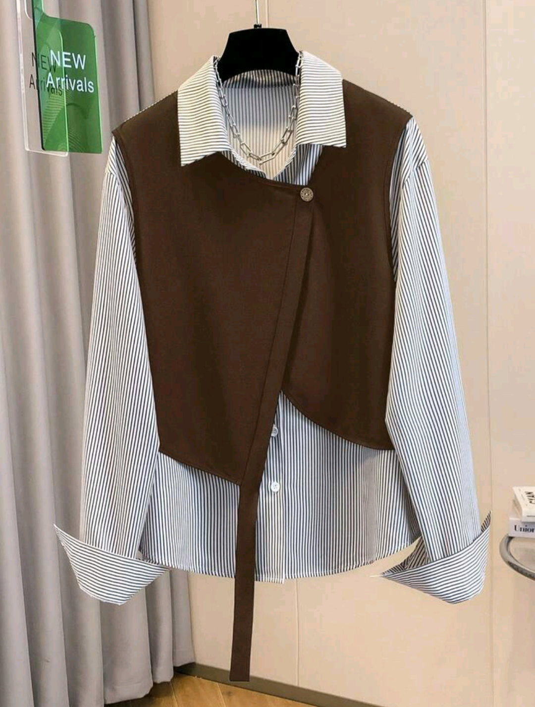 GlowEve Women's Striped Patchwork Long Sleeve Casual Shirt